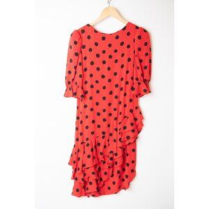 Bill Blass Collection Women's Dress Size 4 Vintage Red Black Polk Dot Cocktail
